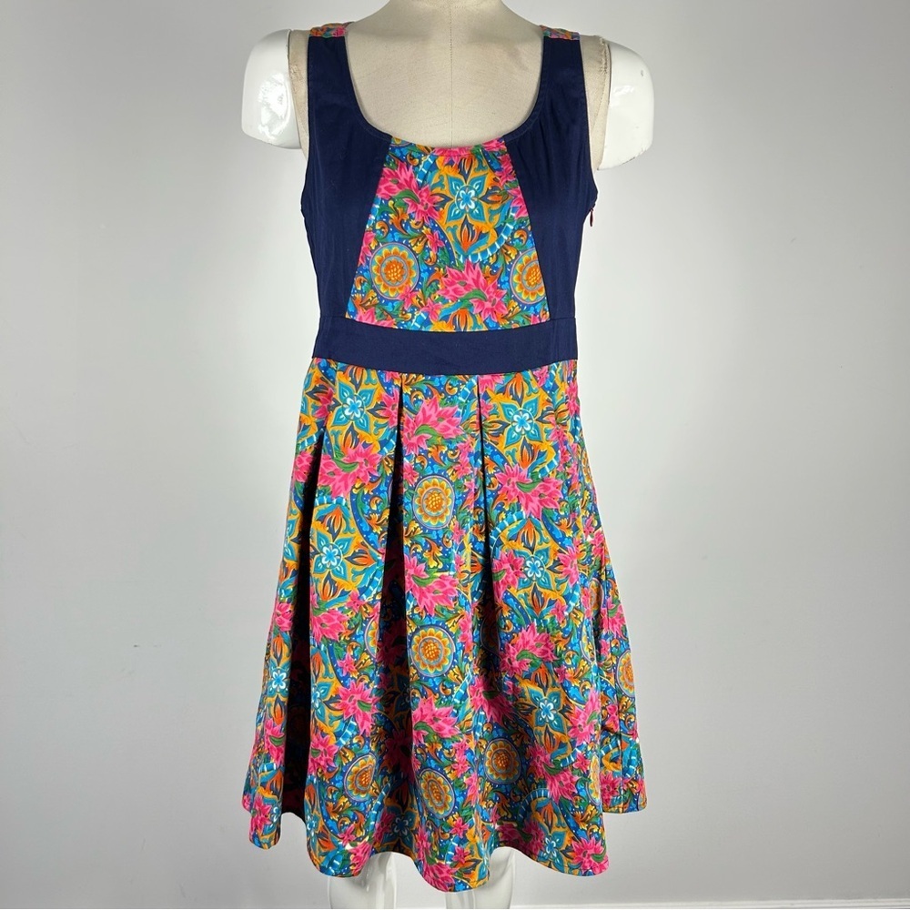 Just B Boho Floral Paisley Mini Dress Navy Orange S